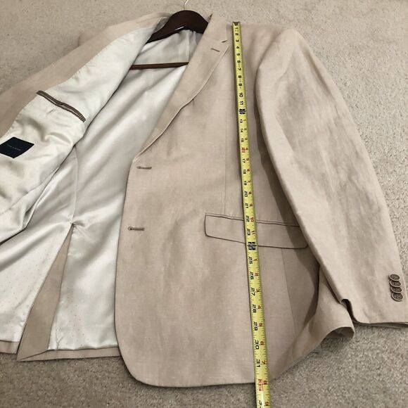 Tommy Hilfiger Sport Coat Jacket Sz L44 2 Button Front Linen Blend Beige/Tan - Picture 7 of 9